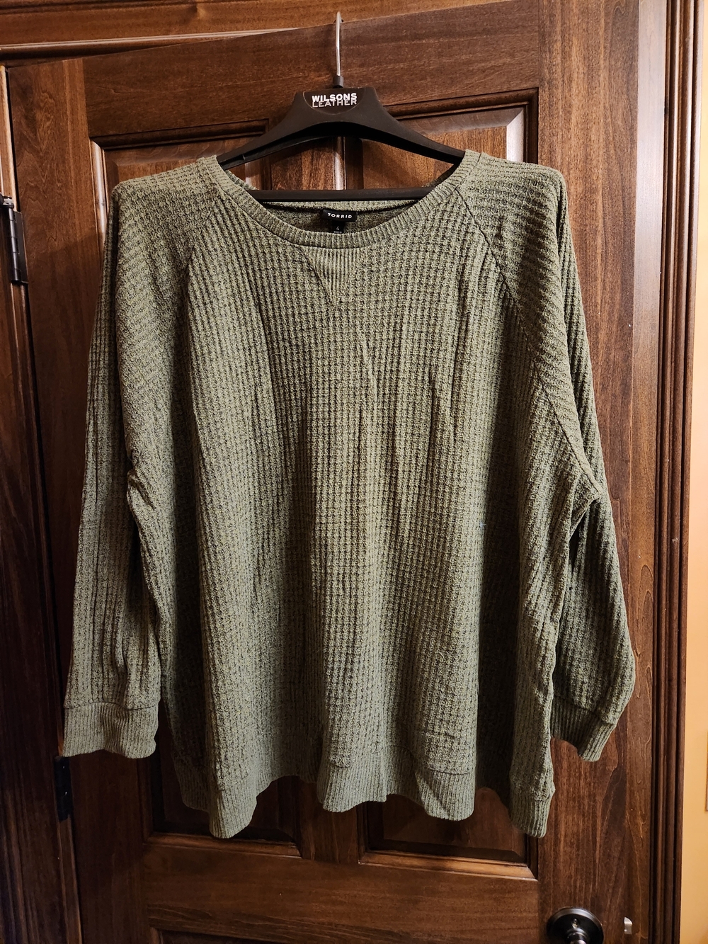 torrid Olive Waffle-Knit Scoop Neck Sweater Size 4 equivalent to Size 4X or 26